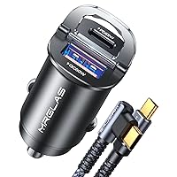 125W Super Fast Car Charger for iPhone 15 [with USB C Cable][PD65W & QC60W][Mini & All Metal] USB C Car Charger, Cigarette Lighter USB Charger for 15/14 Pro Max Plus iPad Samsung S24 S23 MacBook