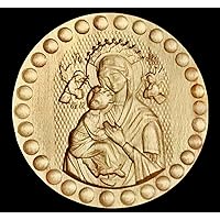 Wooden Hand Carved Stamp For Holy Bread Orthodox Liturgy. Traditional Prosphora. Cookie Cutters Stamps. Bakeware Baking Forms * Mother of God of the Passion * (Diameter: 1.57-7.87 inches / 40-200 mm)
