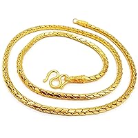 Braid Necklace Gold Chain 25 Inch,42 Grams,4 MM 22K 23K 24K Thai Baht Yellow Gold Plated For Men,Women Jewelry Amulet Necklace,Buddha Necklace