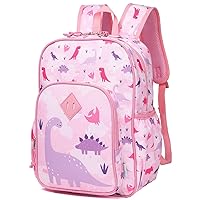 VASCHY Toddler Kids backpacks, Cute Lightweight Water Resistant Preschool Kindergarten Backpack for Girls Pink Dinosaurs