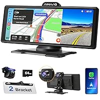 10.26'' Car Stereo with 4K Dashcam, Wireless Carplay & Android Auto, Backup Camera, Bluetooth, GPS Navigation
