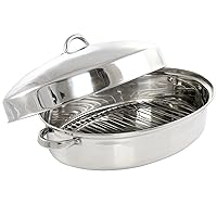 Gibson Home Hutchinson 18 Inch Oval Stainless Steel Roaster with Rack
