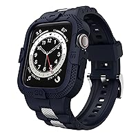 GELISHI Compatible for Apple Watch Band 45mm 44mm 42mm with Bumper Case, Men Sport Rugged Bands Protective Case for Watch Series 9 8 7/Series 6 SE 5 4 3