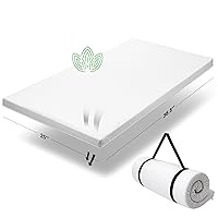 Organic Cotton Pack n Play Topper | CertiPUR-US Baby Mattress Pad for Portable Toddler Bed & Playard w/Washable Waterproof Cover, Soft Ventilated Foam Padding, Nonslip Bottom, Travel Strap | 36.5x25x1