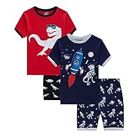 Dolphin&Fish Little Boys Cotton Short Pajamas 4 Piece Summer Kids Clothes Children Toddler Pjs