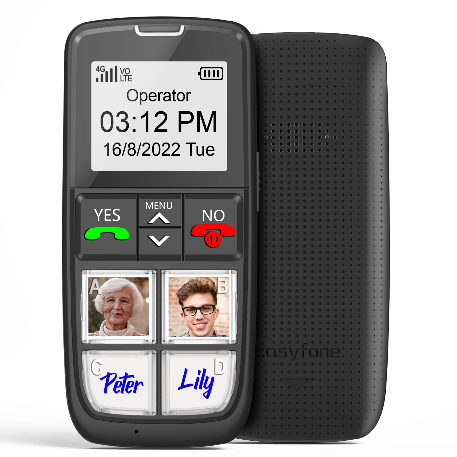 Easyfone T6 4G Unlocked Easiest-to-Use Cell Phone | Four Large Direct Dial Picture Buttons | SOS Button | Easy Charging Dock | Special Design for Advanced Age Elderly, Dementia, Alzheimer's and Kids
