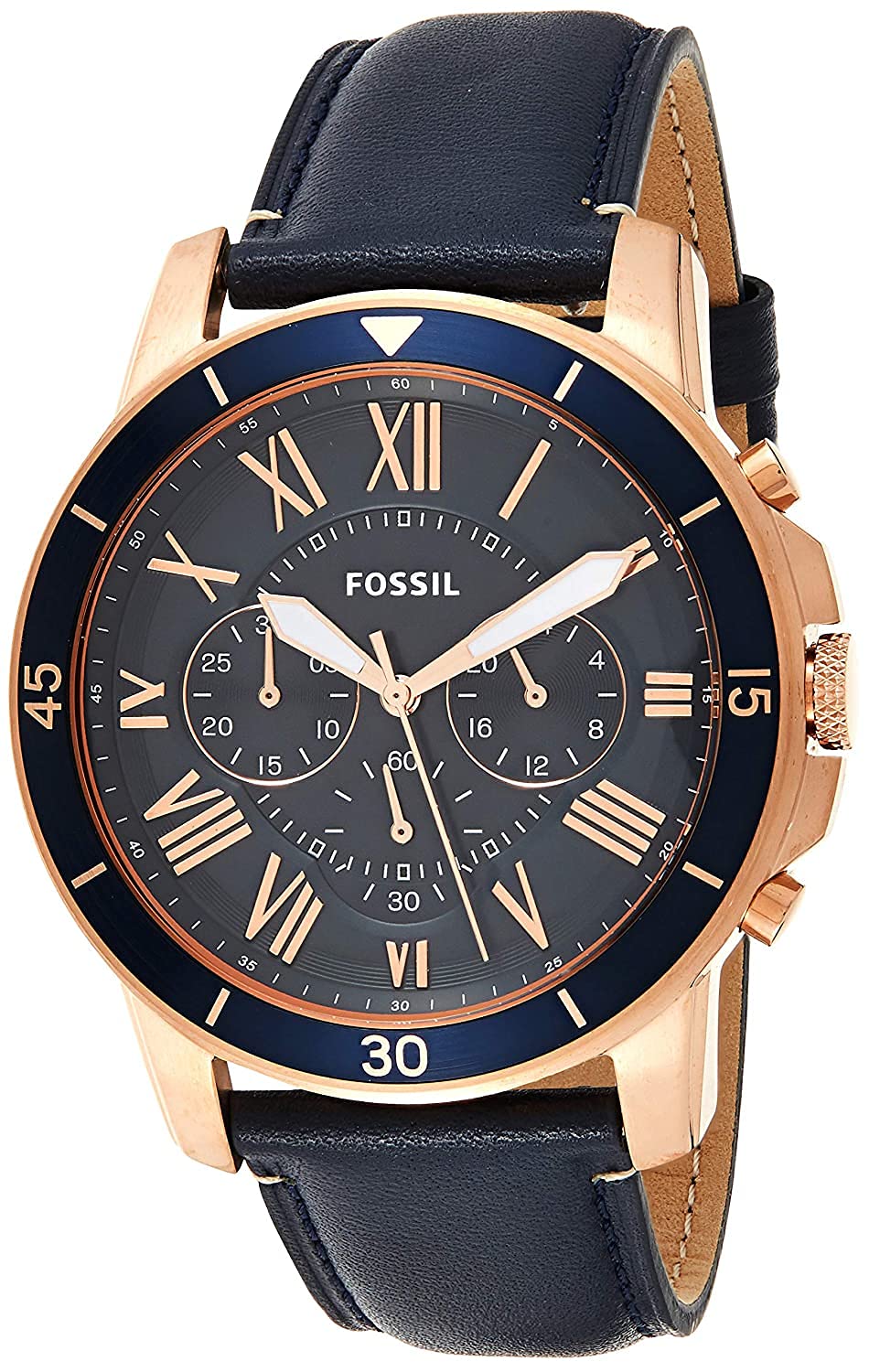 Fossil Men's Grant Sport Stainless Steel and Leather Chronograph Quartz Watch