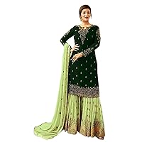 Indian Pakistani Ethnic Plaazo Salwar Kameez with Long Anarkali Salwar Suit Party Wear for woman