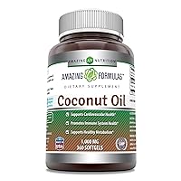 Amazing Formulas Extra Virgin Coconut Oil 1000mg 360 Softgels Supplement | Non-GMO | Gluten Free
