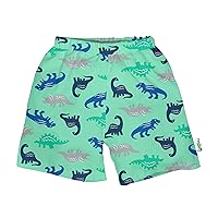 i play. by Green Sprouts Boys' Trunks with Built-in Reusable Swim Diaper, Seafoam Simple Dino, 6 Months