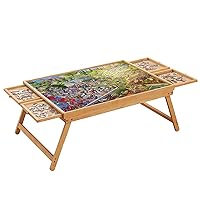 1500PCS Folding Puzzle Table, Puzzle Board with Foldable Legs and 4 Drawers & Cover, 34