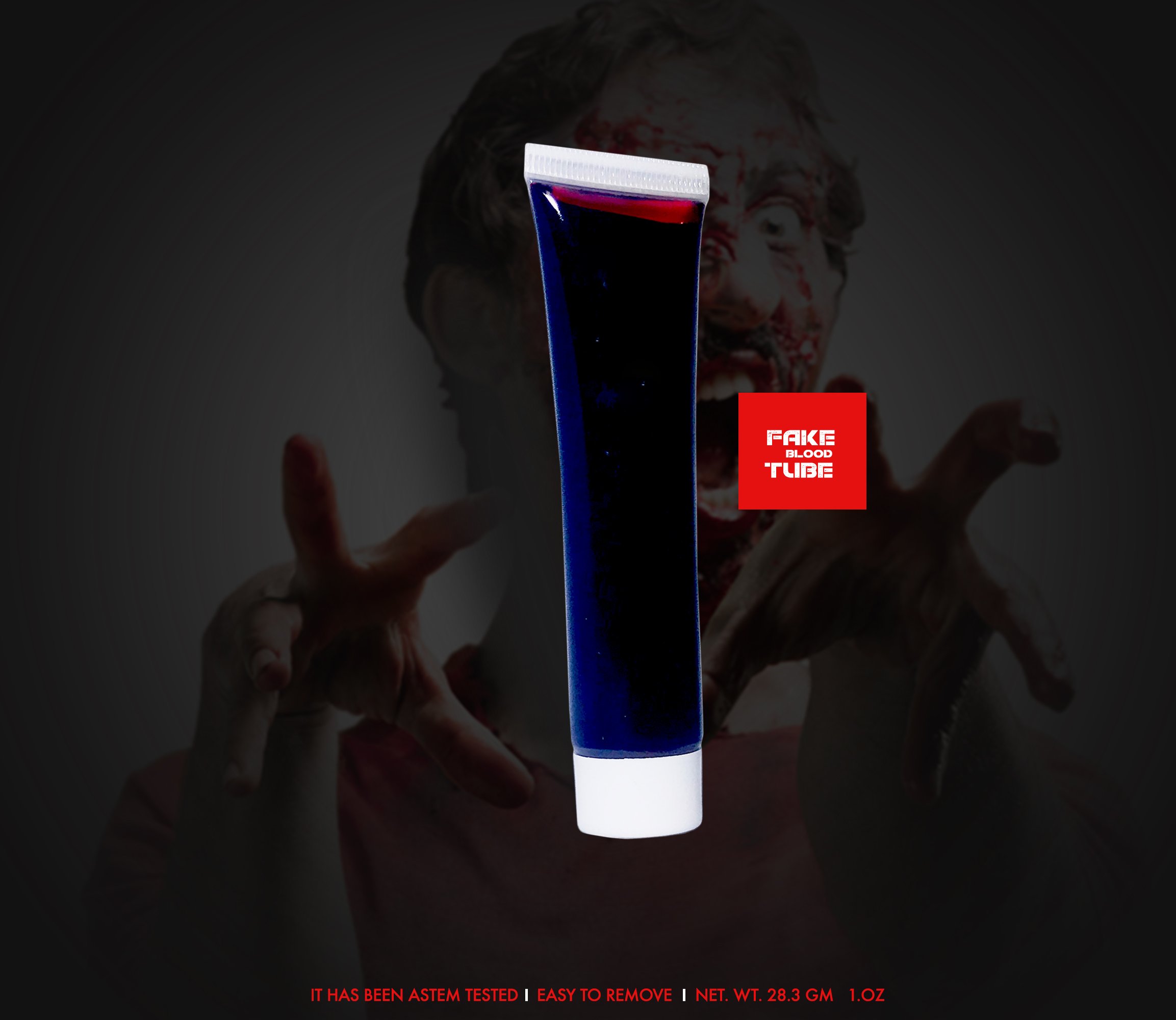 Realistic Looking Costume Makeup Blood – Zombie/Vampire Tube Blood 1 oz.