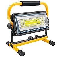 100W COB Rechargeable Work Light, 7000LM Cordless LED Work Lights, Waterproof Portable Flood Light with Stand for Outdoor Camping, Hiking, Garage, Car Repairing, Workshop Job Site Lighting