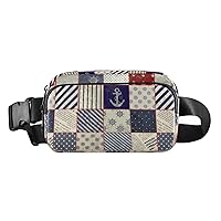 Nautical Style Anchor Belt Bag for Women Men Water Proof Belt Bags with Adjustable Shoulder Tear Resistant Fashion Waist Packs for Hiking