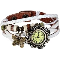 Womens Girls Butterfly Leather Bracelet Quartz Wrist Watch