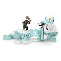 Schleich Eldrador Creatures Attack on Ice Fortress Playset with Ice Monster and Jungle Monster Action Figures - Features Battle Crocodile with Moving Arms and Sabre Tooth Tiger, Gift for Kids Ages 7+
