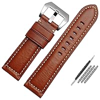 Leather Watch Band For Men, Suitable For Panerai Seiko Citizen Jeep Italian Leather Watch Chain 22mm 24mm 26mm WatchBands (Color : 10mm Gold Clasp, Size : 22mm)