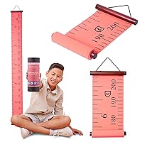 Growscroll Modern Kids Growth Chart for Wall - Unique Height Chart for Boys & Girls - Handcrafted Using Canvas & Hard Types of Wood - Makes A Great Collectible Or Family Heirloom - Coral