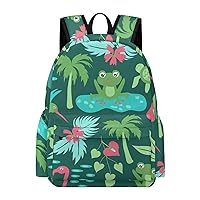 Frog and Flamingo Travel Hiking Laptop Backpack for Men Women Camping Gym Backpacks Funny Casual Bag Gift