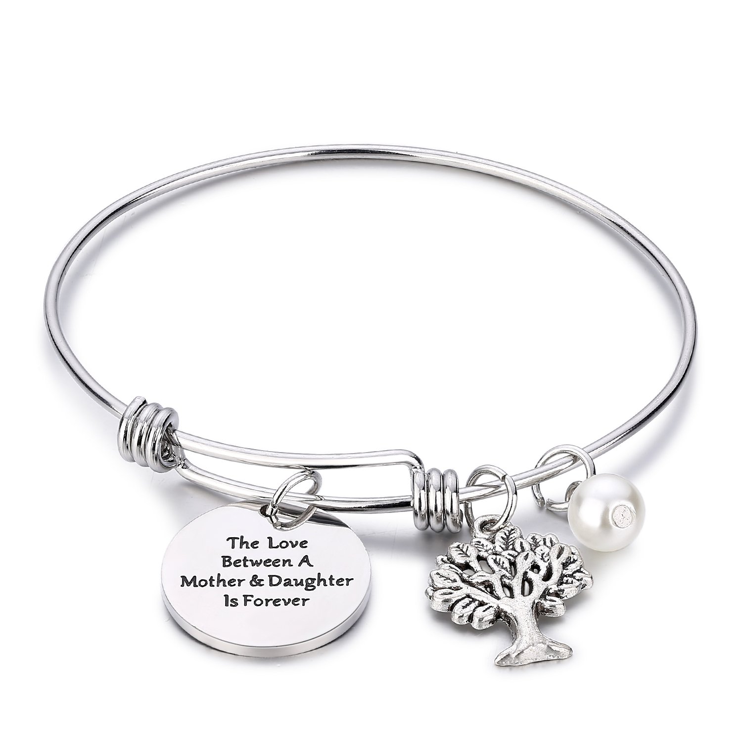 CJ&M Family Tree Bracelet The Love Between Mother and Daughter Is Forever Tree of Life Bracelet Mother Gift Bangle, Christmas Gifts,Mother's Day Gifts