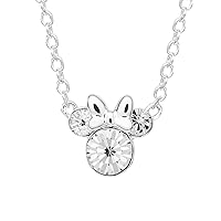 Disney Minnie Mouse Silver Plated Crystal Birthstone Necklace 16