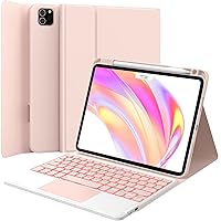 iPad Pro 11 inch Case with Keyboard, Stain Resistant Cover, 7-Color Backlit, Smart Touchpad, 2 Device Connection, for iPad Pro 11 (4th/3rd/2nd/1st Gen), Pink Blush