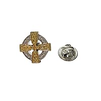 Gold and Silver Toned Celtic Cross Lapel Pin