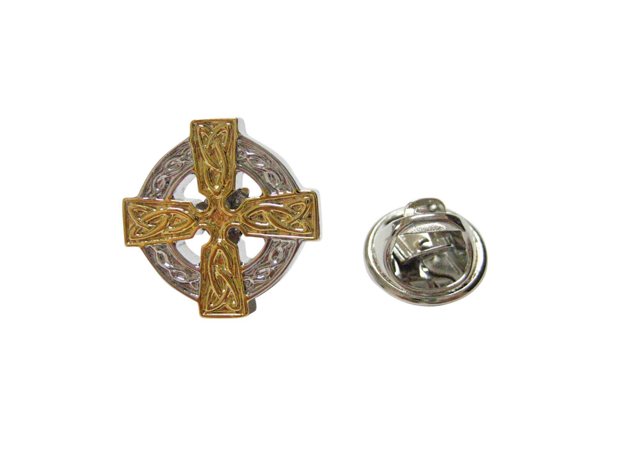 Kiola Designs Gold and Silver Toned Celtic Cross Lapel Pin