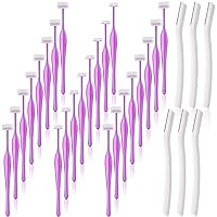 30 Pack Eyebrow Trimmer Razors for Women Makeup, Facial T Shape Shaver Tool for Eye Brow, Stainless Steel Eyebrow Trimming Kit for Girls- 24 Purple & 6 White