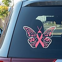 Butterfly Breast Cancer Hope Faith Love Stickers for Car Brest Cancer Awareness Car Decal Window Decal For Women Fighte Cancer Warrior Pink Ribbon Vinyl Decal Die Cut Decals Laptop Bumper Stickers
