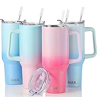40 oz Tumbler with Handle and Straw Lid, Insulated Reusable Stainless Steel Travel Mug Keeps Drinks Cold up to 34 Hours, 100% Leakproof Bottle for Water, Iced Tea or Coffee, Smoothie and More