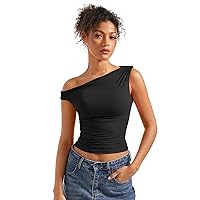 Women Off Shoulder Tops Sleeveless Shirts Y2K Going Out Crop Tank Top