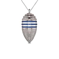 talia Rhodium Plated Rose Gold Silver Vermeil with White and Blue Diamond Cut CZ Opus Pendant Necklace 3 Charm Set on 20 to 32 Inch Chain