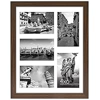 Americanflat 11x14 Collage Picture Frame in Walnut - Displays Five 4x6 Frame Openings or Use as 11x14 Picture Frame Without Mat - Engineered Wood, Shatter Resistant Glass, and Includes Hanging Hardware