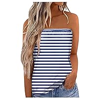 Tube Tops for Women Summer Trendy Strapless Tshirts Floral Print Tanks Backless Sexy Casual Bandeau Sleeveless Shirt