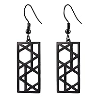 Fashion Israel Jewish Star of David Stainless Steel Earrings Rectangle Israel Palestine Dangle Earrings Hollow Out Jewelry for Women Girls