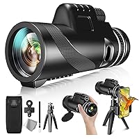 80x100 HD Telescope, High Power Monocular for Adults with Smartphone Adapter & Tripod, Night Vision Monocular for Hunting Star Bird Watching Wildlife Camping Hiking (Black)