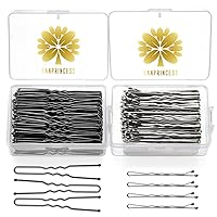 200PCS Bobby Pins Bundle,With Clear Storage Box,Include 100PCS 2.4Inches/6cm Black U Shaped Hair Pins,100PCS 2Inches/5cm Silver Bobby Pin.