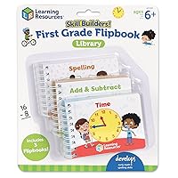 Skill Builders! First Grade Flipbook Library - 3 Pieces, Ages 6+, First Grade Learning Activities, Math and Spelling Activities for Kids, Montessori Activities