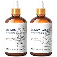 HIQILI Jasmine Essential Oil and Clary Sage Essential Oil, 100% Pure Natural for Diffuser - 3.38 Fl Oz