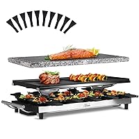 Artestia Raclette Table Grill,1500W Raclette Cheese Grill,10 Paddles Korean Bbq Grill, Cheese Raclette with Grill Stone and Non-Stick Reversible Aluminum Plate for Parties Family