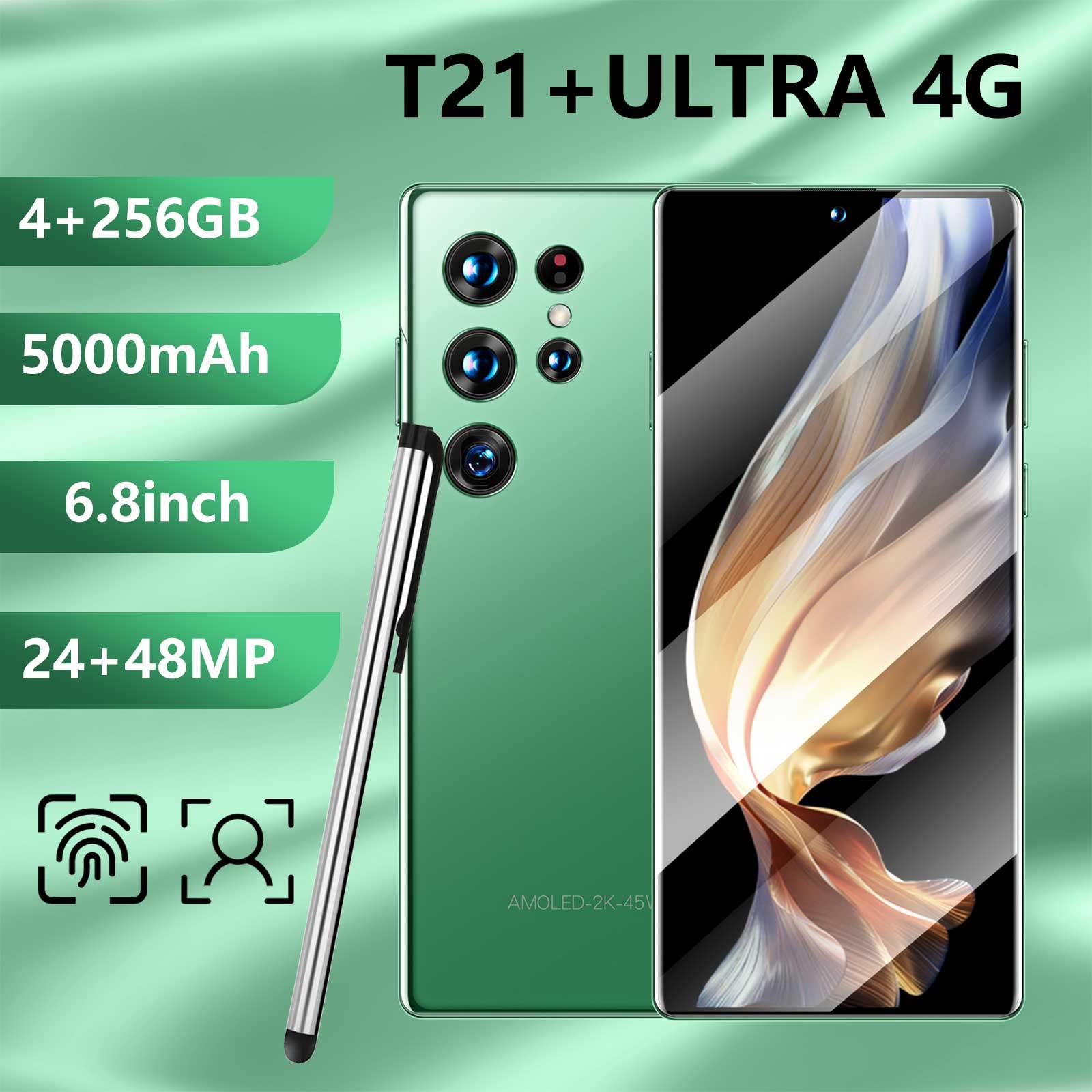 Tozsen 4G Unlocked Cell Phone | 4G+256GB Dual Sim Smartphone | Phones Unlocked with 6.8inch Waterdrop Screen | Android Phone 24+48 MP | 5000mAh | Fingerprint Lock & Face ID | US Version(Green)