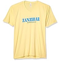 Zanzibar Graphic Printed Premium Tops Fitted Sueded Short Sleeve V-Neck T-Shirt