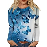 Graphic Tees for Women, Women's Fashion Casual Printed Round Neck Long Sleeve Top Blouse