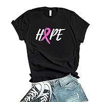 Breast Cancer Survivor Shirt - Pink Ribbon Hope and Support Cancer Awareness Tshirt for Women