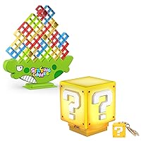 Mytrix 48pcs Tower Stacking Blocks Game and Mini Question Block Light for Kids Gifts