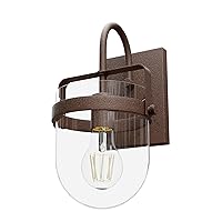 Hunter - Karloff 1-Light Textured Rust, Medium Size Sconce Light, Dimmable, Casual Style, for Bedrooms, Kitchens, Foyers, Bathrooms - 19841