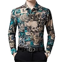 Y2K Men Vintage Flower Shirt Spring Autumn Thin Long Sleeve Streetwear Male Korean Casual Loose Business Tops