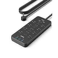 Anker Power Strip with 3 USB Ports，Surge Protector (2100J-10ft)，12 Outlets with 2 USB A Ports and 1 USB C Port,Works with iPhone 15/15 Plus/15 Pro/15 Pro Max,for Home,Office, TUV Listed