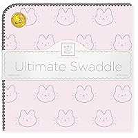 SwaddleDesigns Large Receiving Blanket, Ultimate Swaddle for Baby Boys, Girls, Softest US Cotton Flannel, Best Shower Gift, Made in USA, Baby Bunnie on Pastel Pink (Mom's Choice Award Winner)